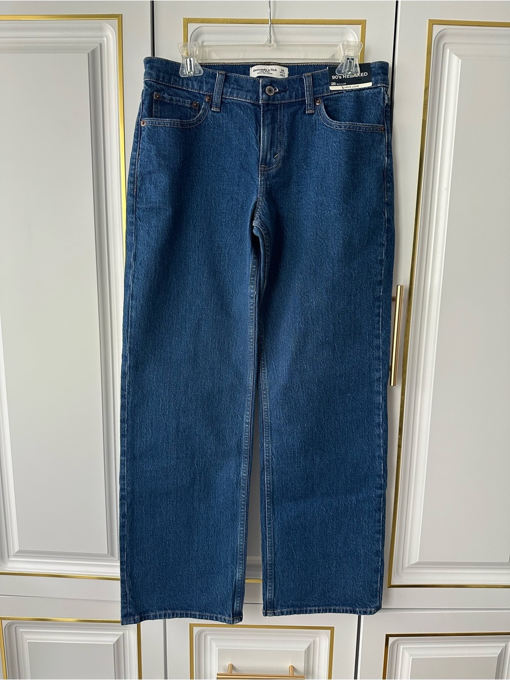 Abercrombie & Fitch Size 28 Curve Love Low Rise 90s Relaxed Jean in Dark Marble - Picture 3 of 9
